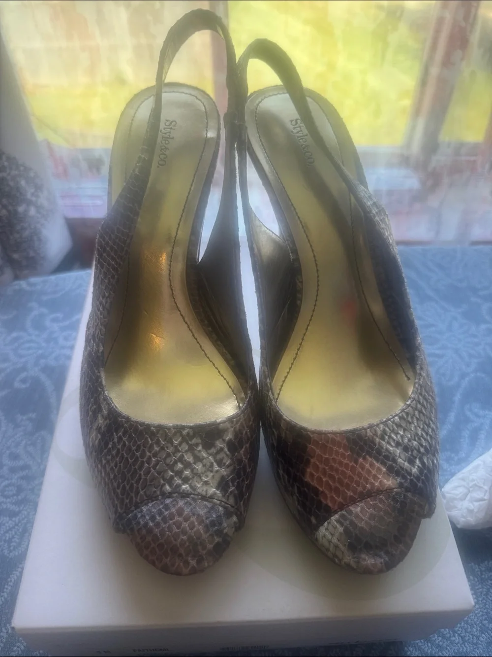 Style & Co. Snake-Print Pointed Toe Stiletto Pumps in Brown Tones